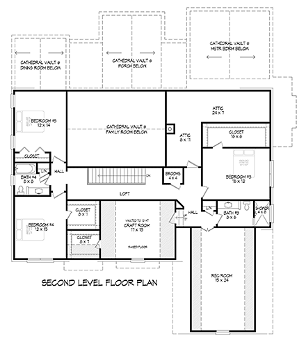 House Plan 40856 Second Level Plan