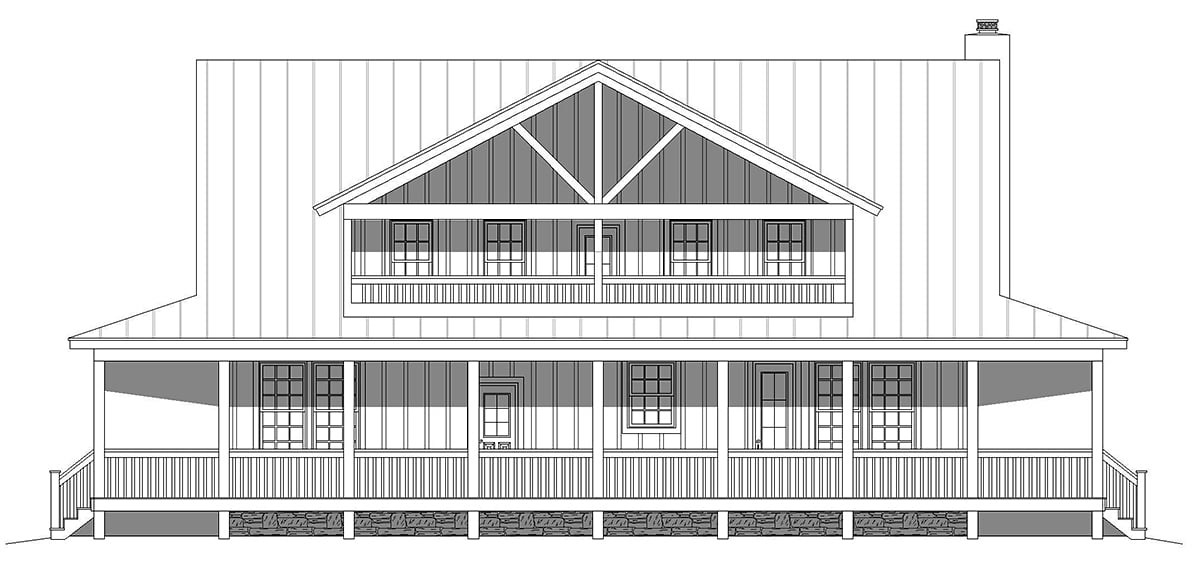 Country Farmhouse Traditional Rear Elevation of Plan 40857