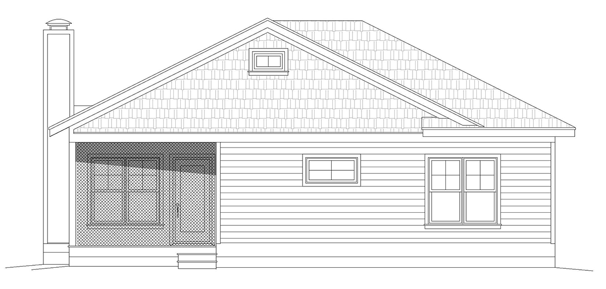 Country Farmhouse Ranch Traditional Rear Elevation of Plan 40859