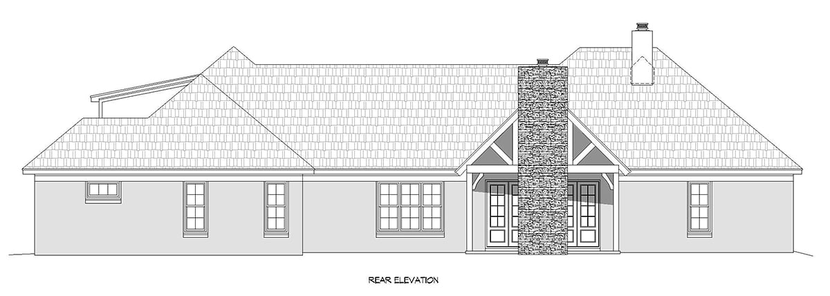 European French Country Ranch Rear Elevation of Plan 40860