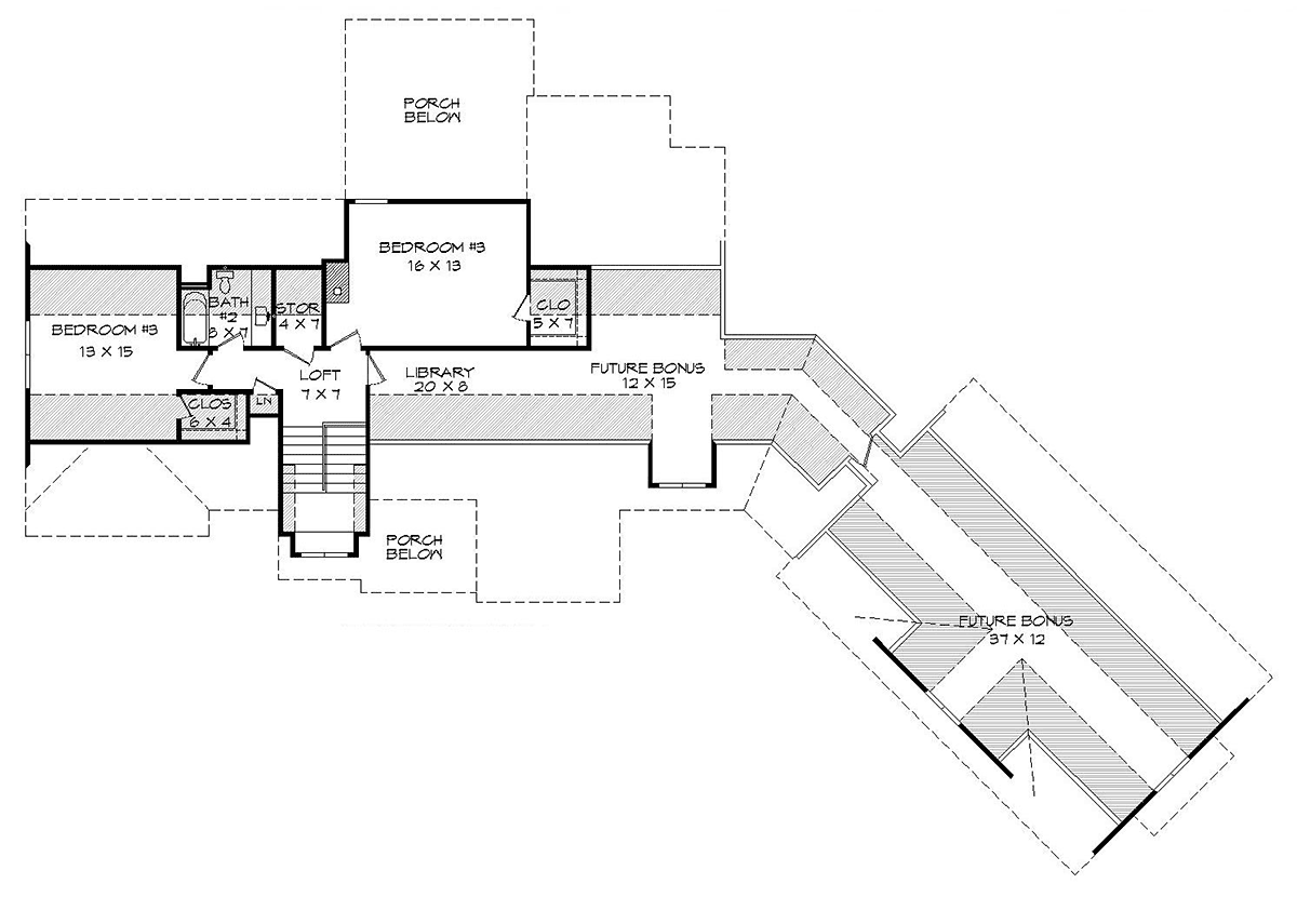 Country Craftsman Farmhouse Traditional Level Two of Plan 40861