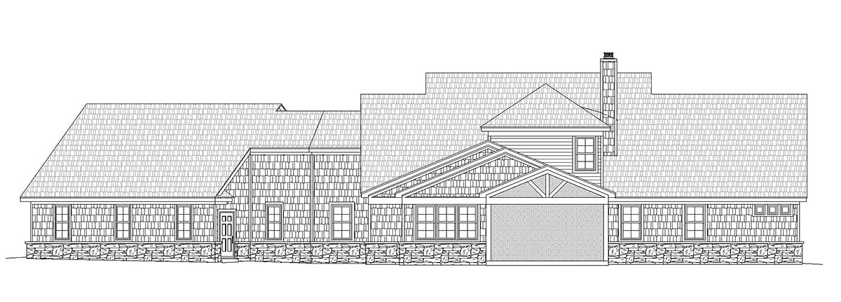 Country Craftsman Farmhouse Traditional Rear Elevation of Plan 40861