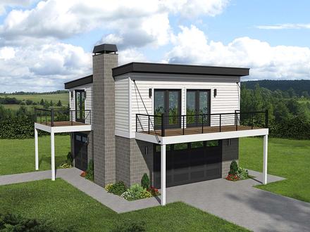 Coastal Contemporary Modern Elevation of Plan 40862