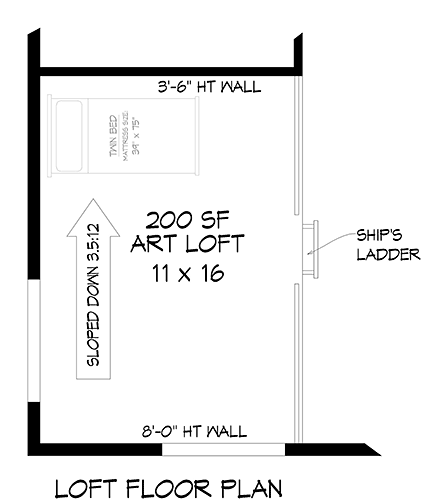 Garage-Living Plan 40863 Third Level Plan