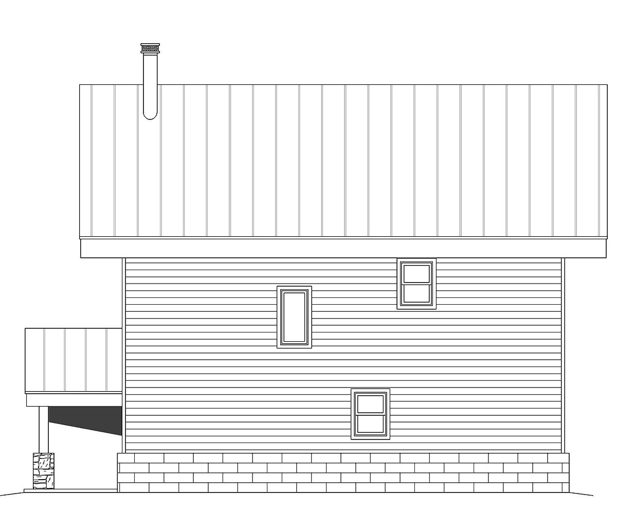 Coastal, Contemporary, Modern Garage-Living Plan 40863 with 2 Beds, 2 Baths, 2 Car Garage Rear Elevation