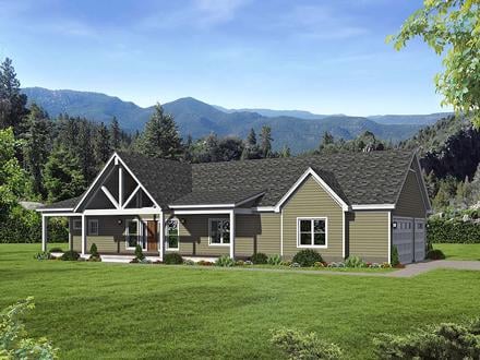 Country Farmhouse Ranch Elevation of Plan 40864