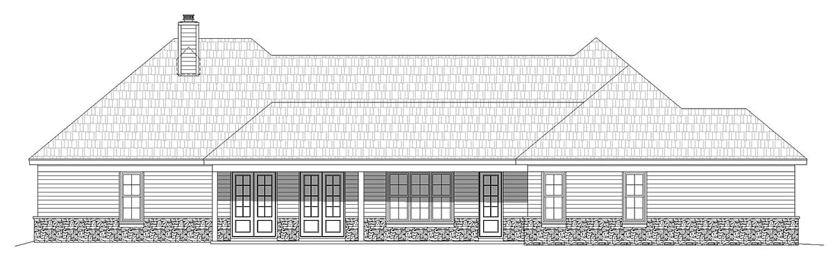 European French Country Ranch Rear Elevation of Plan 40871