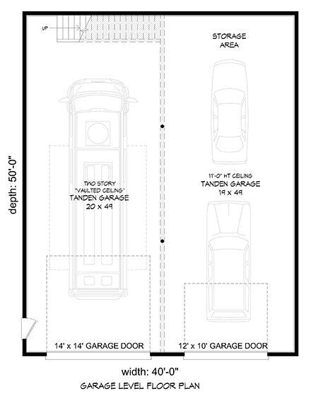 Garage Plan 40874 - 2 Car Garage First Level Plan