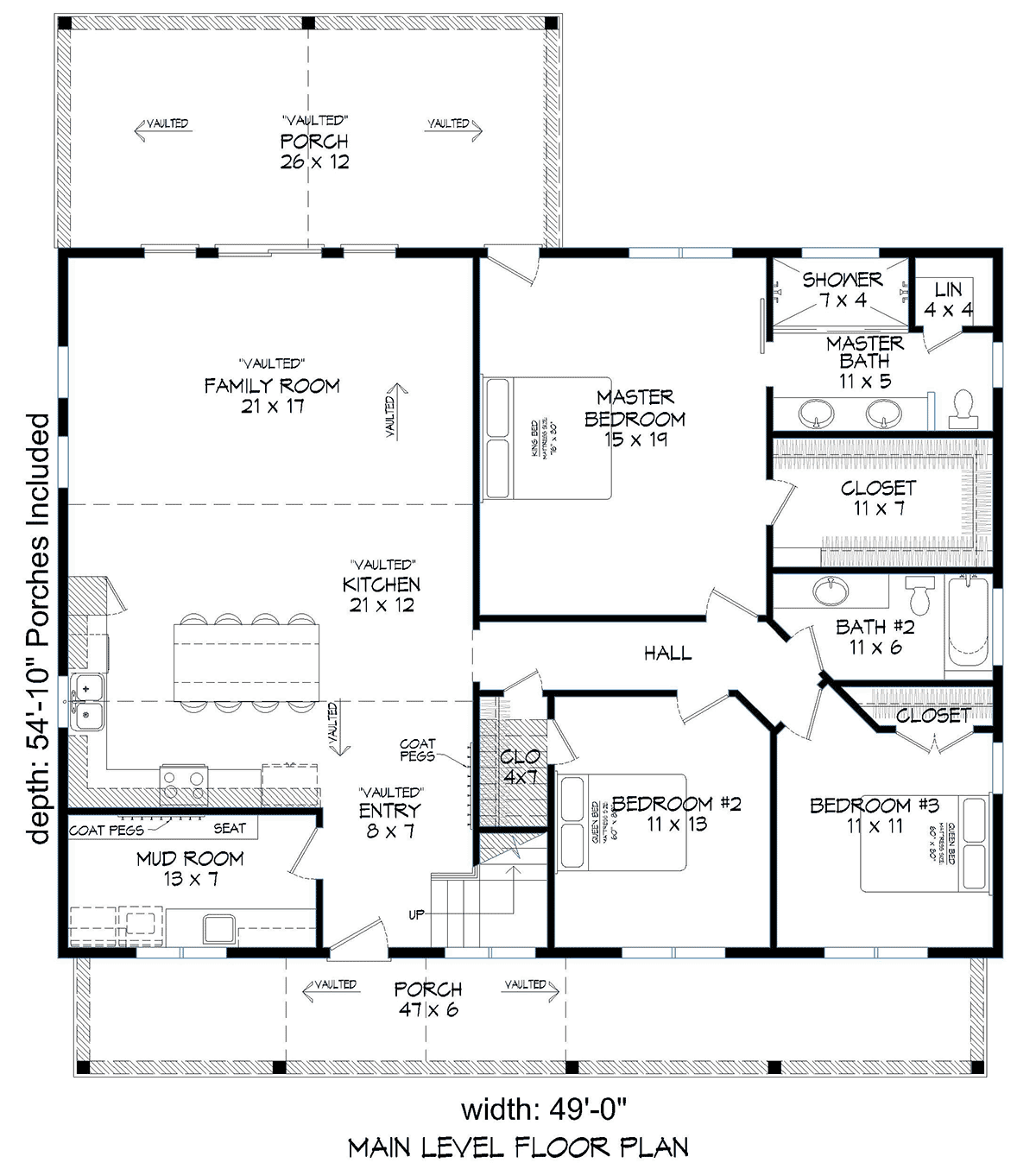 Cabin Country Log Level One of Plan 40877