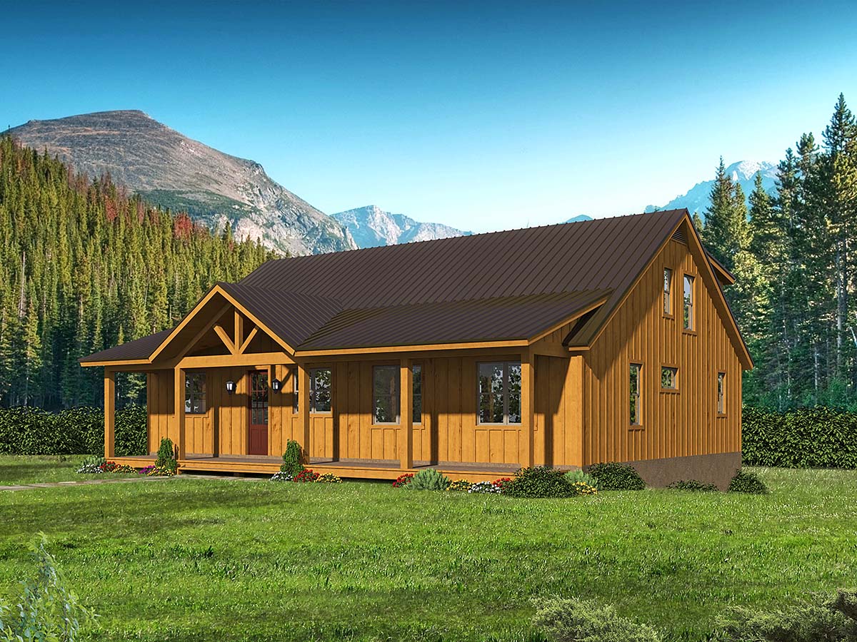 Cabin, Country, Log Plan with 2580 Sq. Ft., 3 Bedrooms, 3 Bathrooms Elevation