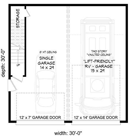 Garage Plan 40878 - 2 Car Garage First Level Plan