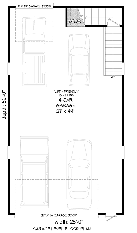 Cottage, Country 4 Car Garage Plan 40885 First Level Plan