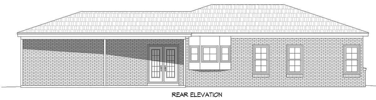 Country Ranch Traditional Rear Elevation of Plan 40887