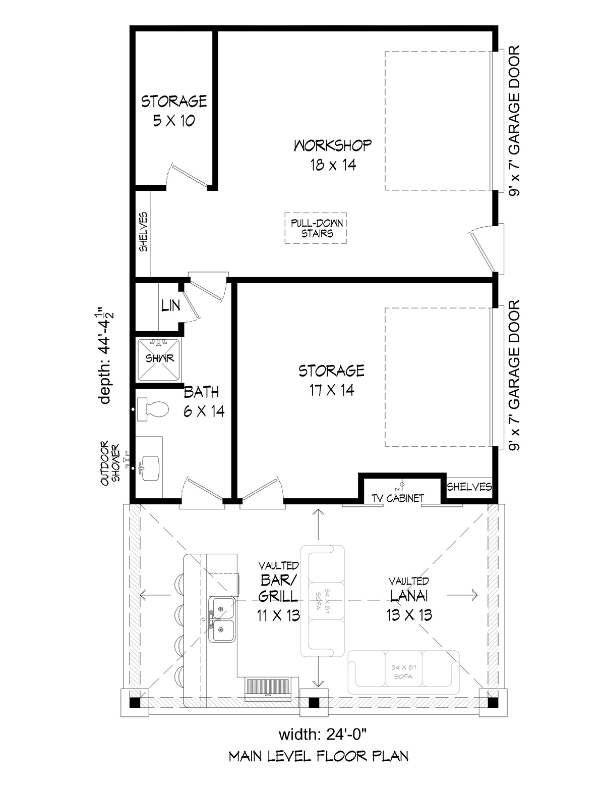 Garage Plan 40890 - 0 Car Garage Level One