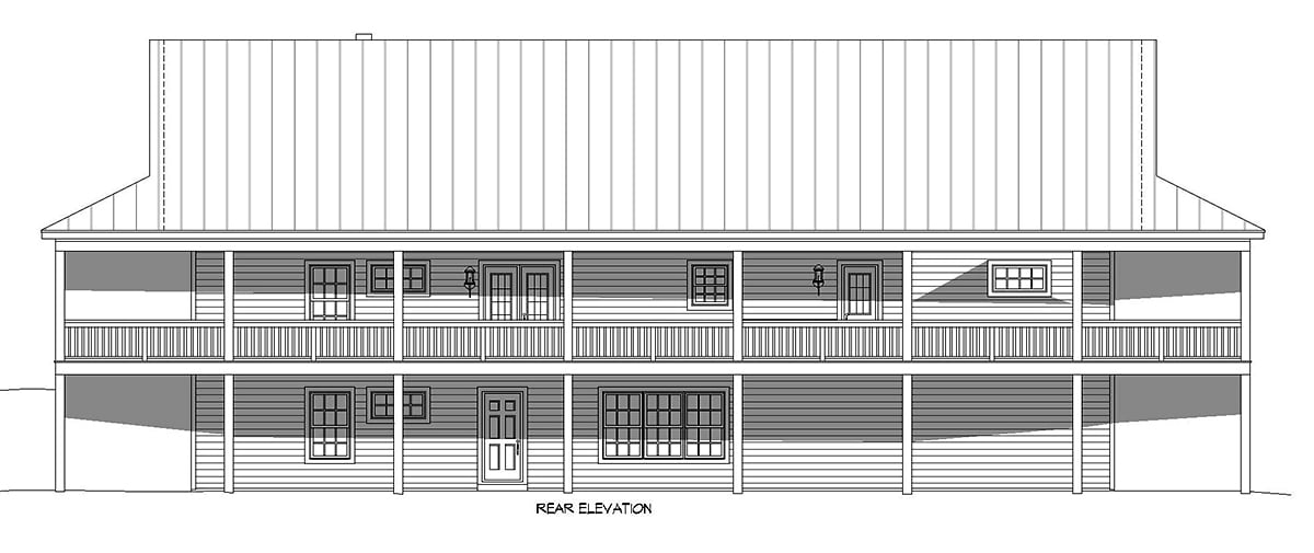 Country Farmhouse Ranch Traditional Rear Elevation of Plan 40892