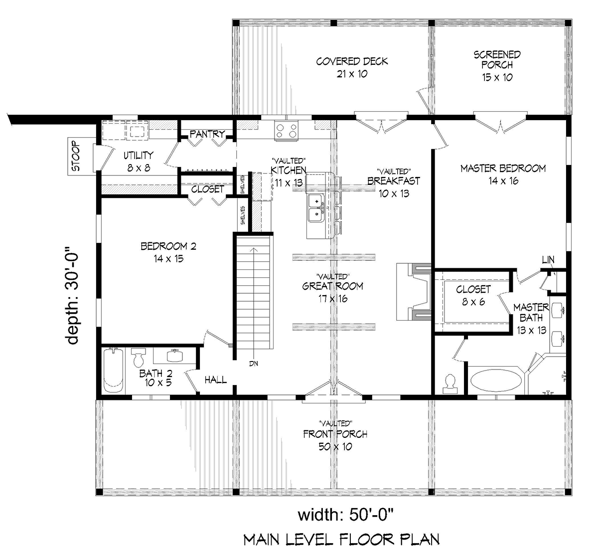Country Farmhouse Ranch Traditional Level One of Plan 40894
