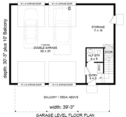 Garage-Living Plan 40898 First Level Plan