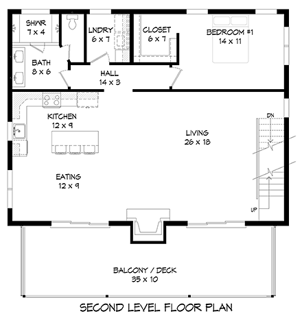 Garage-Living Plan 40898 Second Level Plan