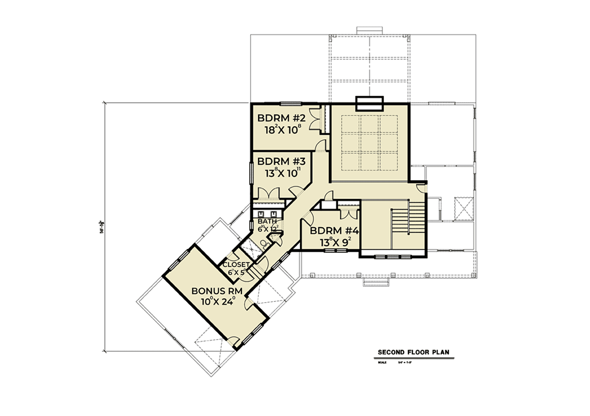 Contemporary Farmhouse Level Two of Plan 40900