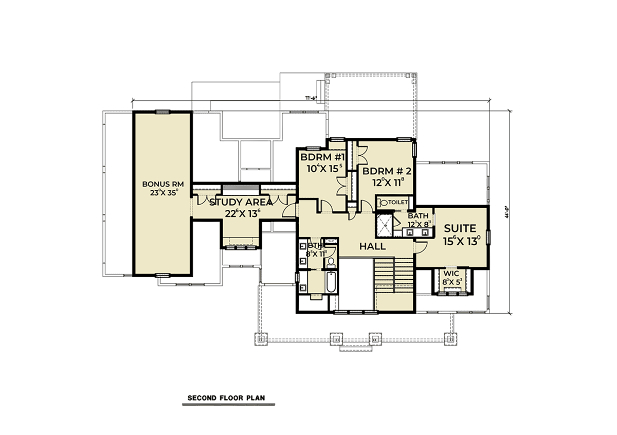 Contemporary Farmhouse Level Two of Plan 40902