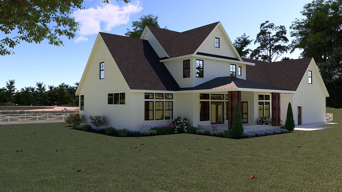 Contemporary Farmhouse Rear Elevation of Plan 40902