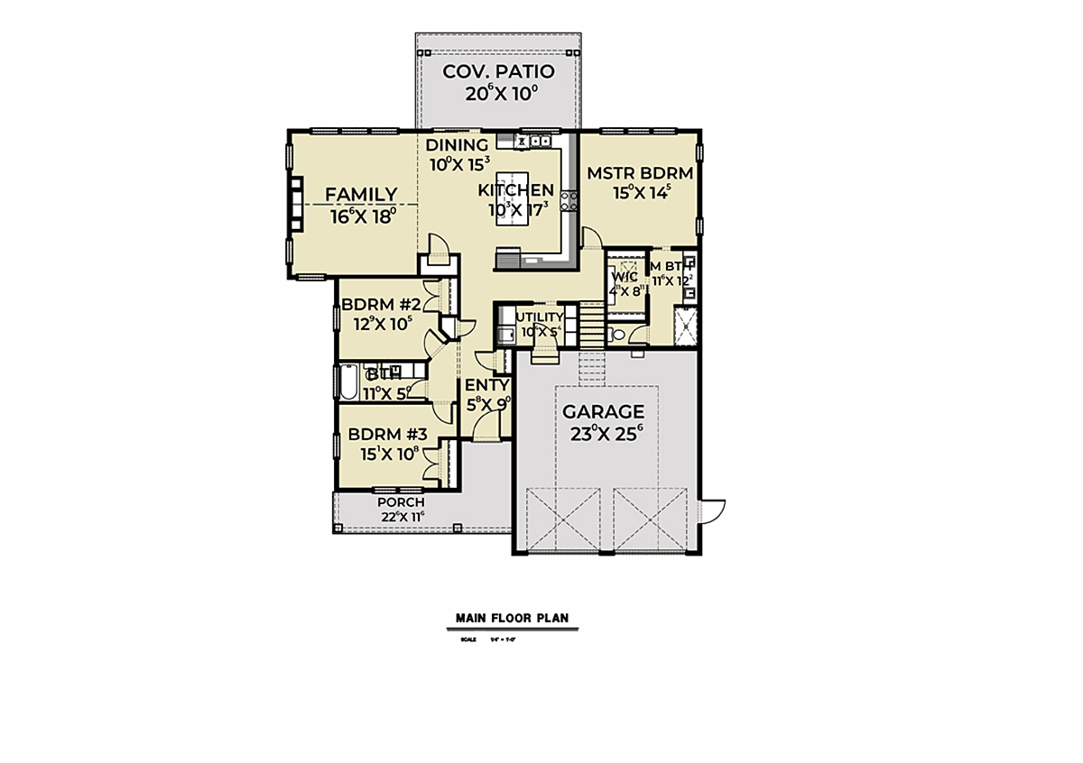 Contemporary Farmhouse Level One of Plan 40904