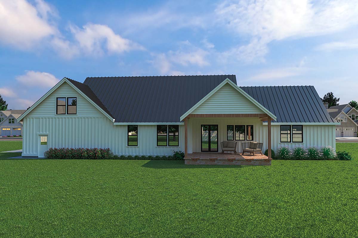 Contemporary Farmhouse Rear Elevation of Plan 40906