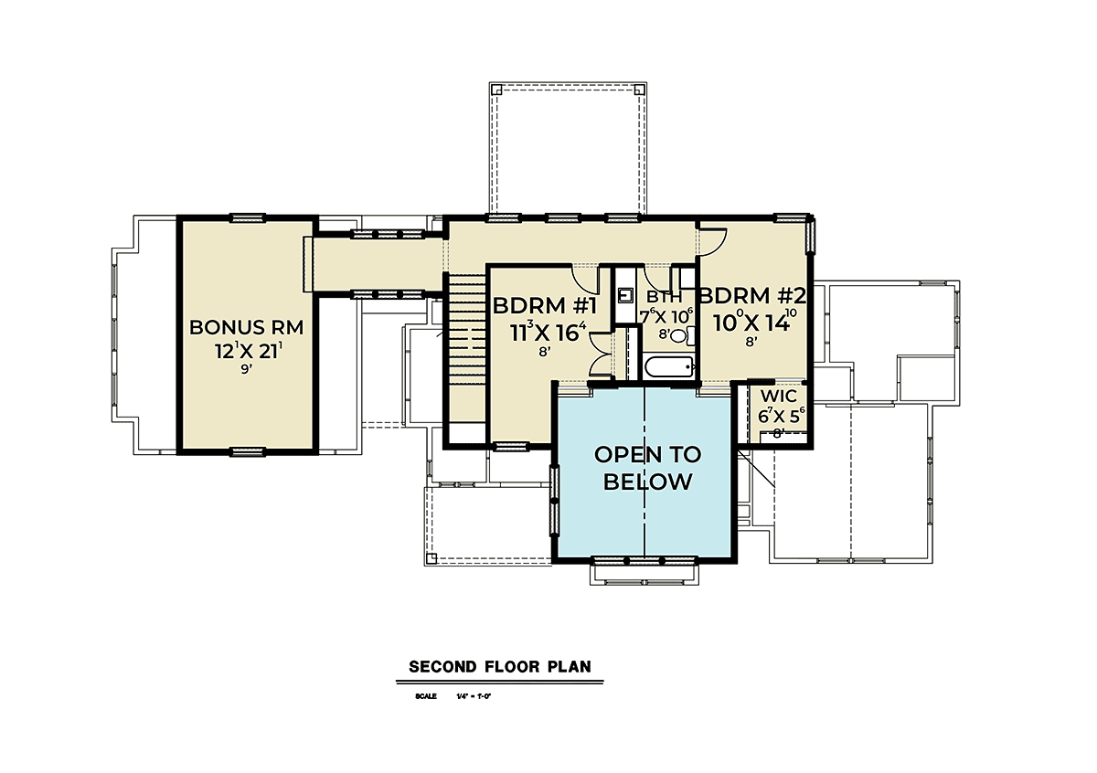 Contemporary Farmhouse Level Two of Plan 40907