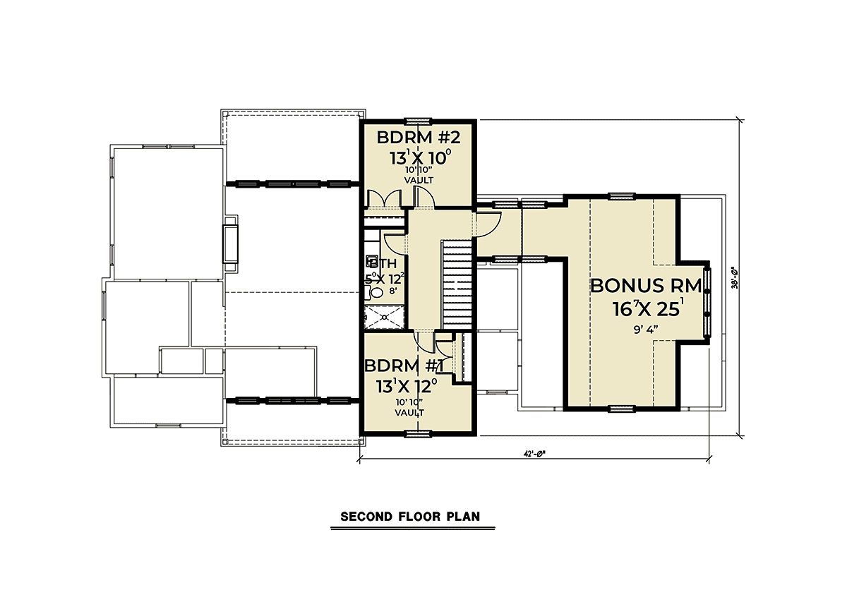 Contemporary Country Farmhouse Level Two of Plan 40908