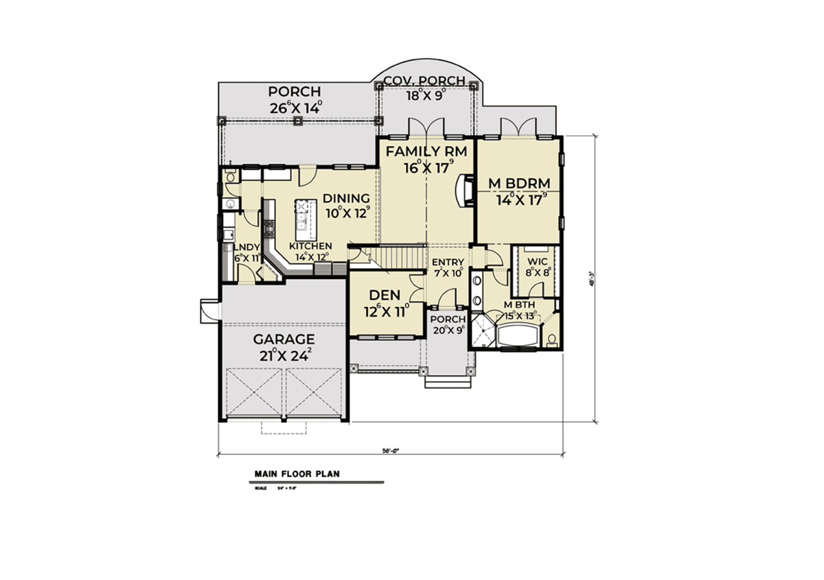 Coastal Cottage Craftsman Level One of Plan 40912