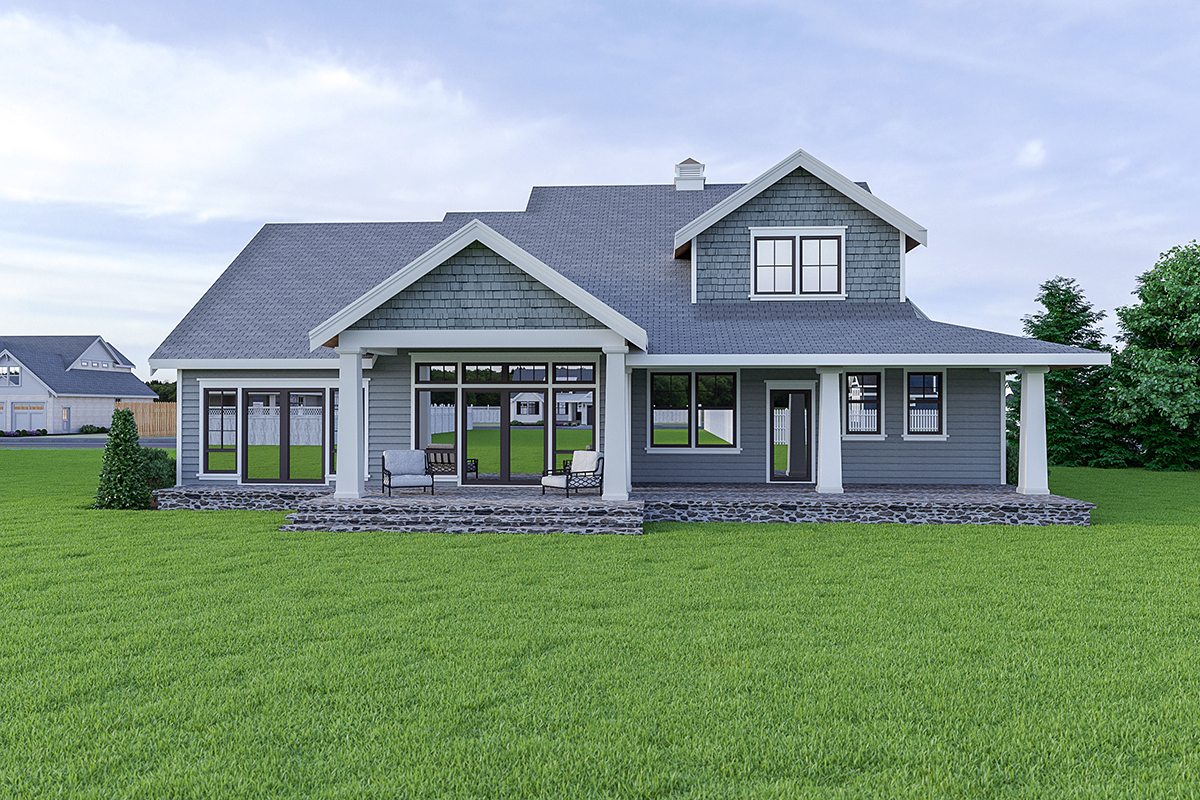 Coastal Cottage Craftsman Rear Elevation of Plan 40912