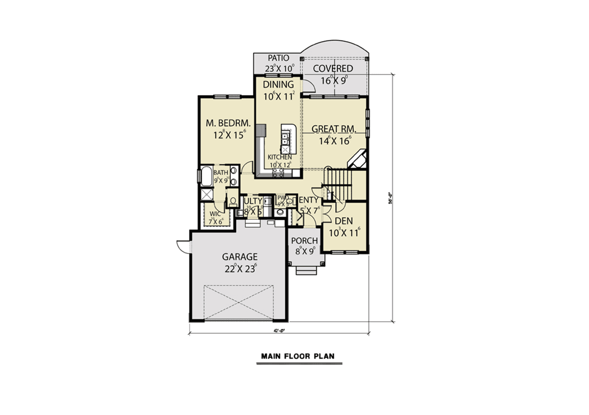 Country Craftsman Level One of Plan 40914