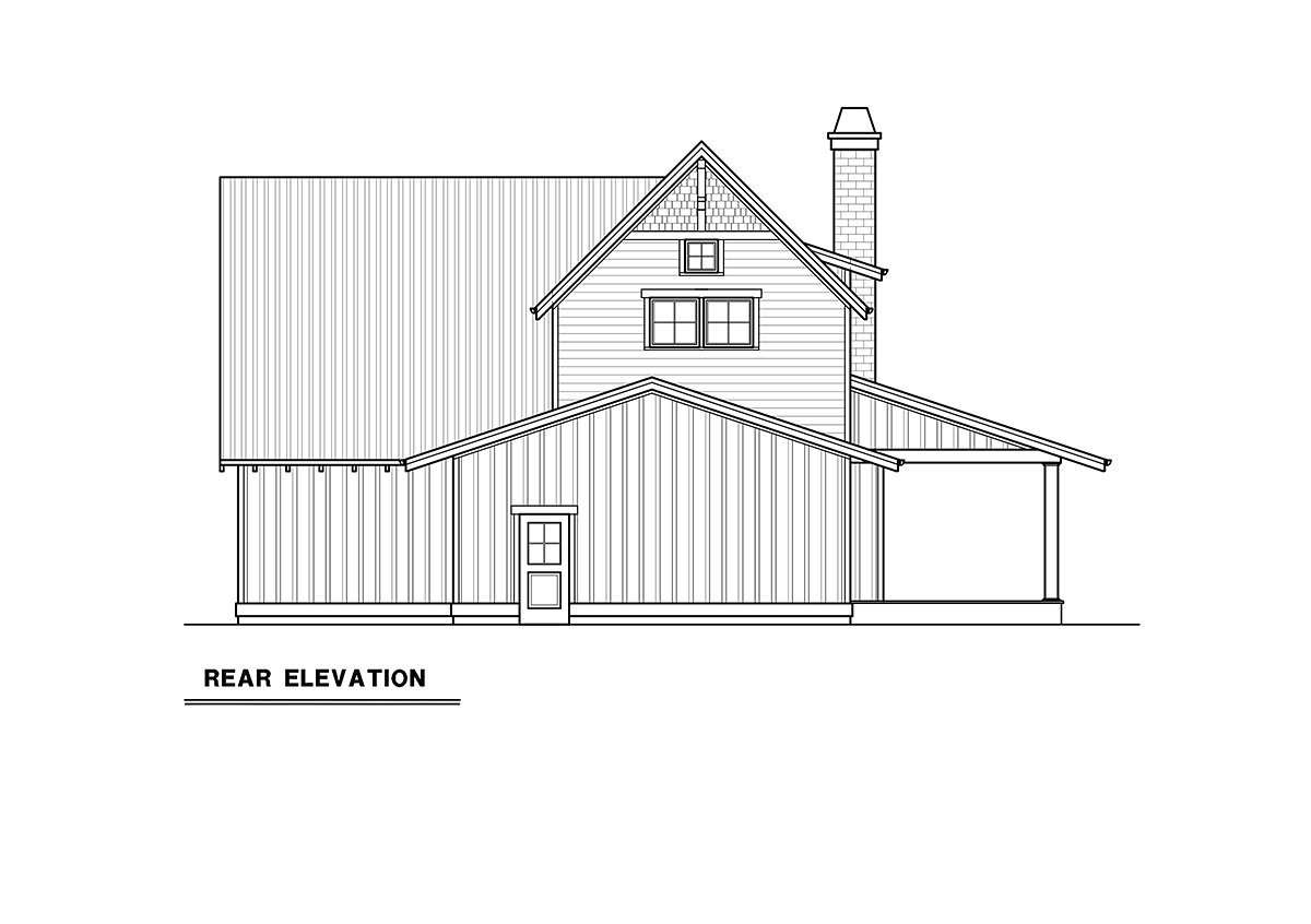 Craftsman Rear Elevation of Plan 40916