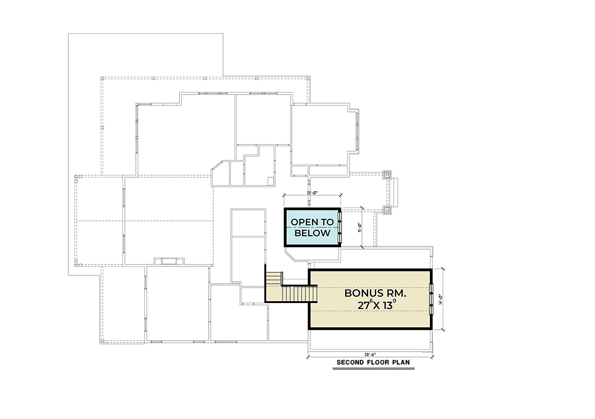 Country Craftsman Farmhouse Level Two of Plan 40922