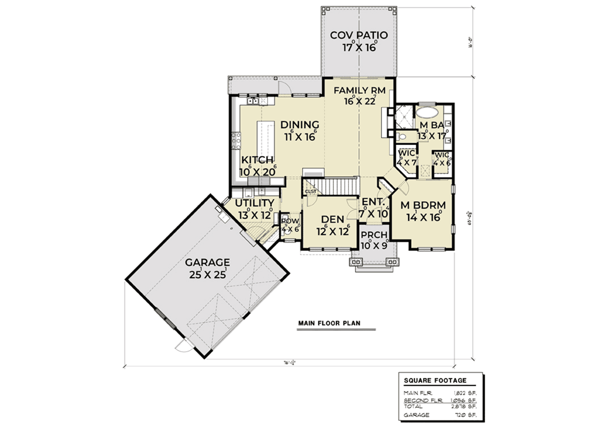 Country Farmhouse Level One of Plan 40924