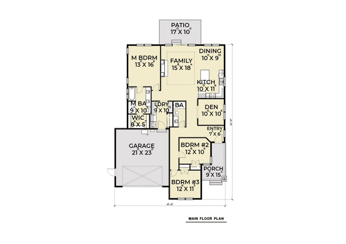 Craftsman Traditional Level One of Plan 40941