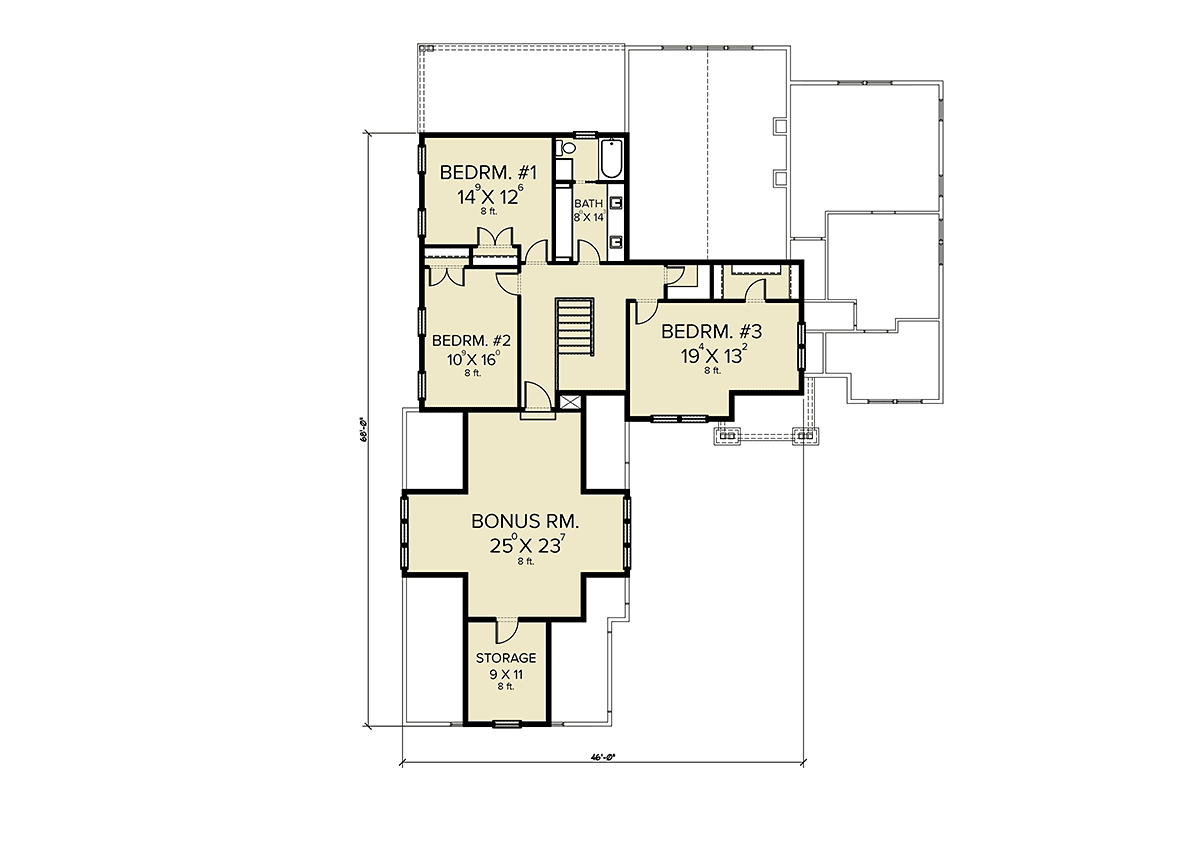 Contemporary Farmhouse Level Two of Plan 40958