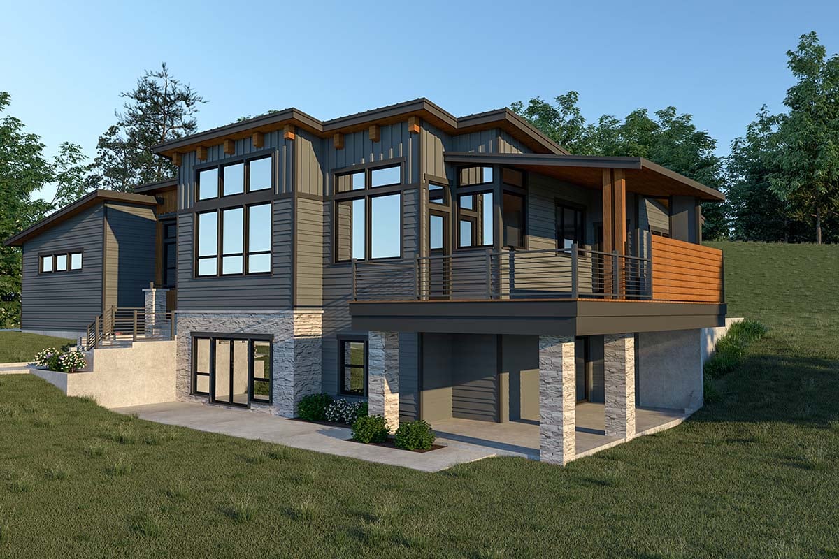 Plan 40963 | Modern Style with 3 Bed, 3 Bath, 3 Car Garage