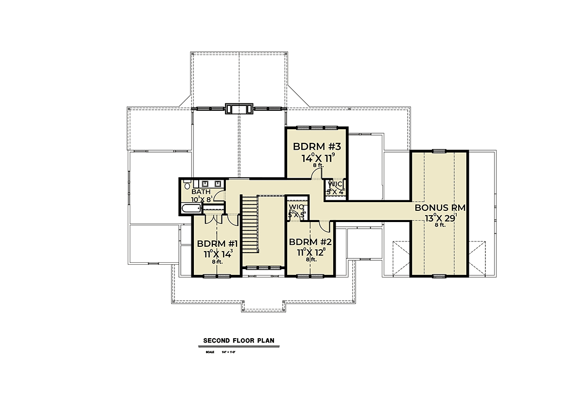 Contemporary Craftsman Farmhouse Level Two of Plan 40972