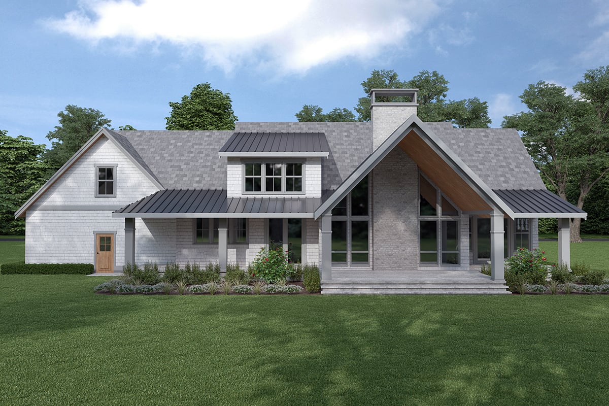 Contemporary Craftsman Farmhouse Rear Elevation of Plan 40972