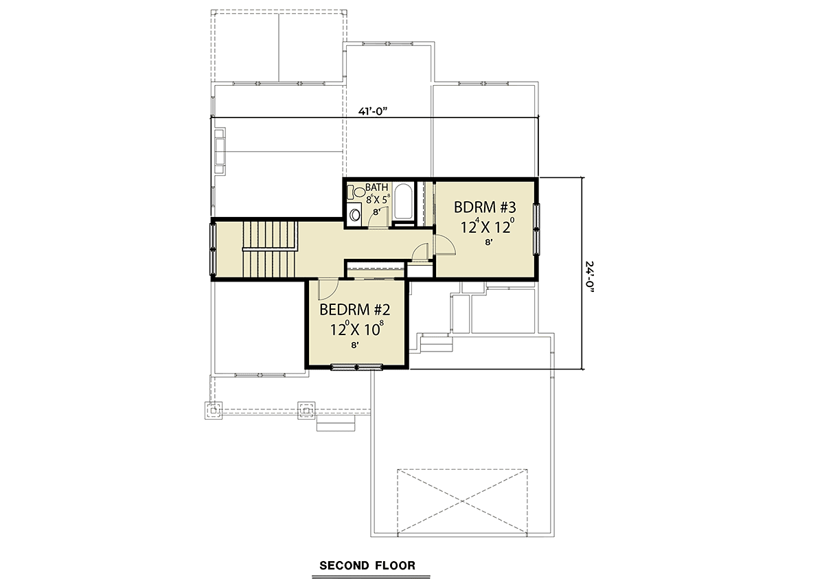 Country Craftsman Farmhouse Level Two of Plan 40975