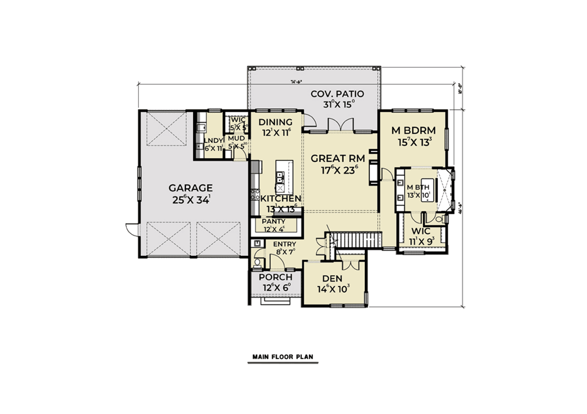 Plan 40982 | Contemporary Style with 3 Bed, 3 Bath, 3 Car Garage