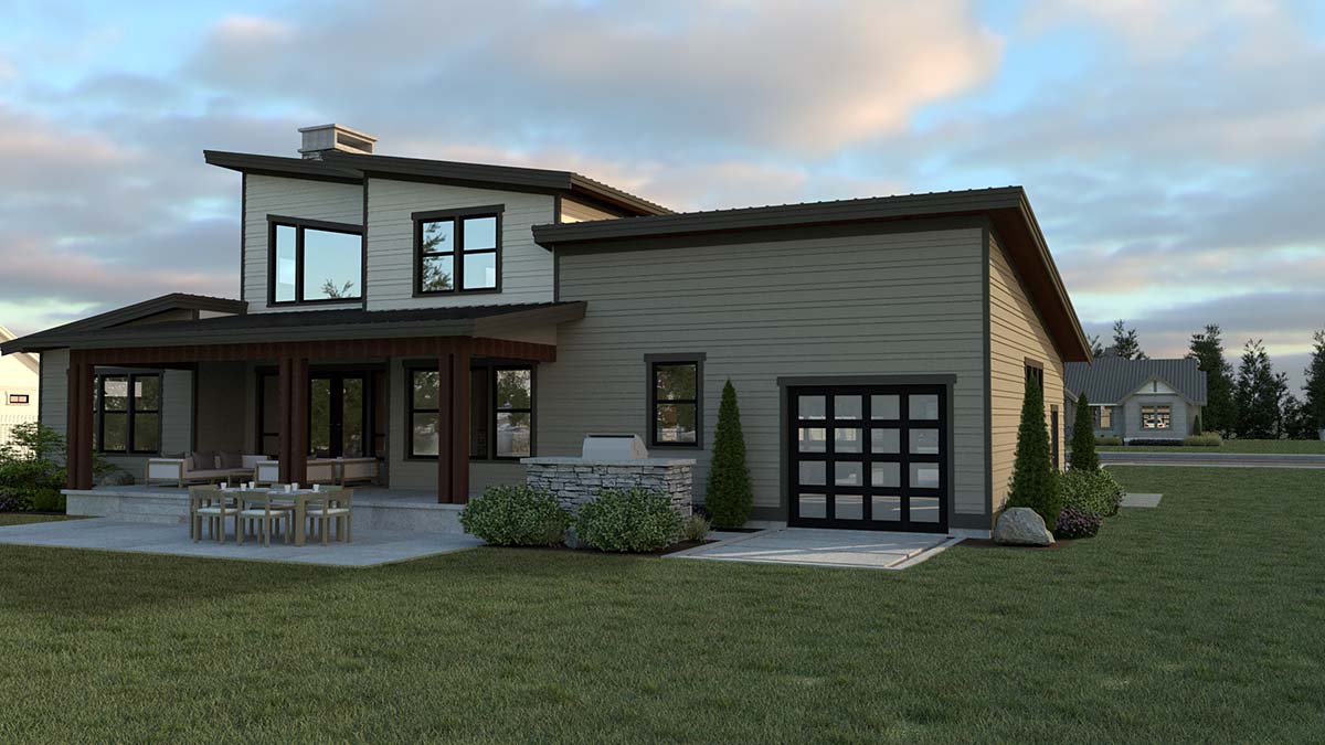 Plan 40982 | Contemporary Style with 3 Bed, 3 Bath, 3 Car Garage