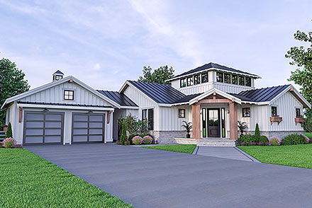 Contemporary Farmhouse Elevation of Plan 40983