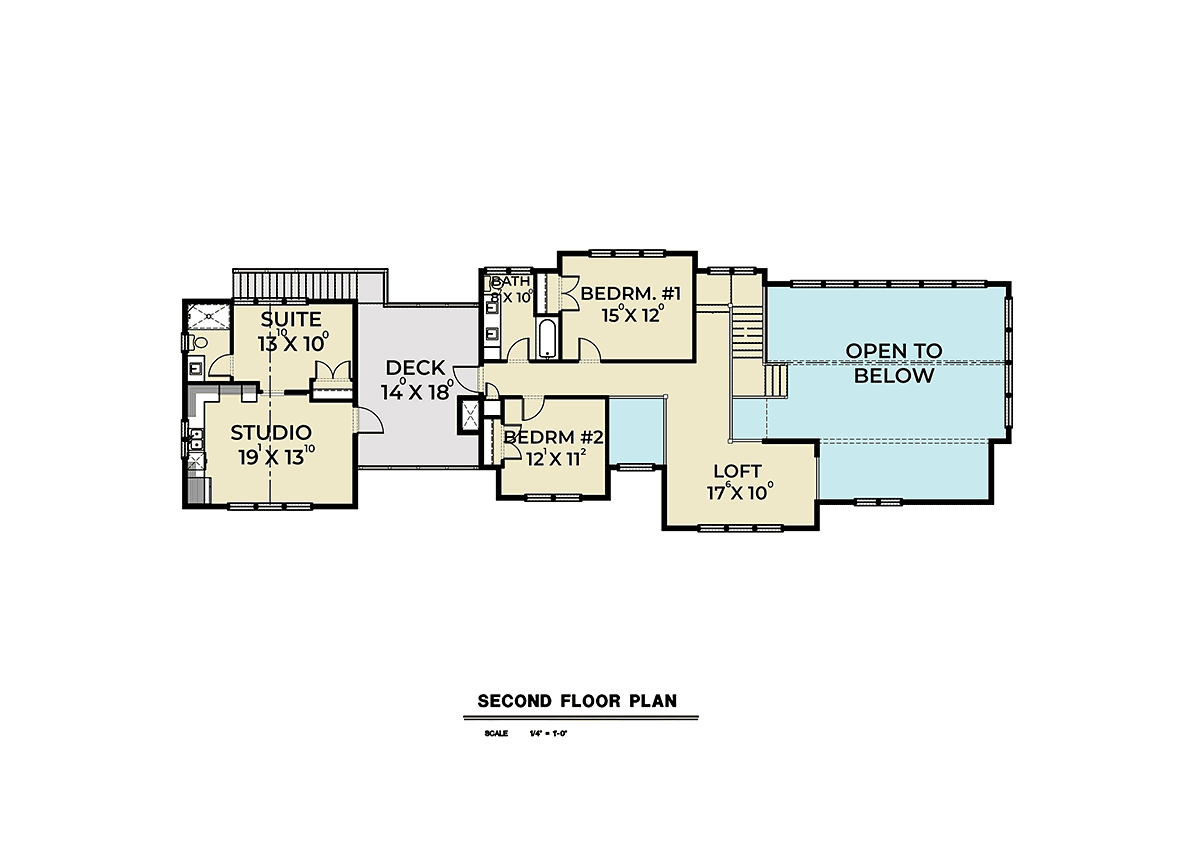 Contemporary Craftsman Farmhouse Level Two of Plan 40984