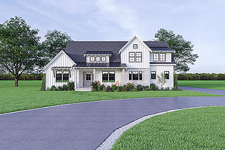 Contemporary Farmhouse Elevation of Plan 40986