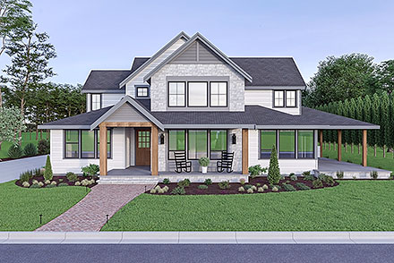 Country Farmhouse Elevation of Plan 40987