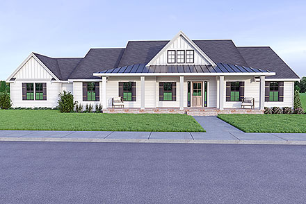 Country Craftsman Farmhouse Elevation of Plan 40989