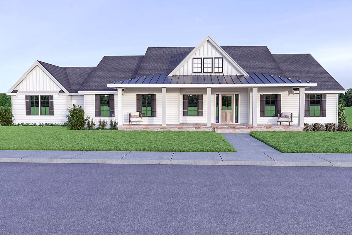 Country, Craftsman, Farmhouse Plan with 2883 Sq. Ft., 4 Bedrooms, 3 Bathrooms, 2 Car Garage Elevation