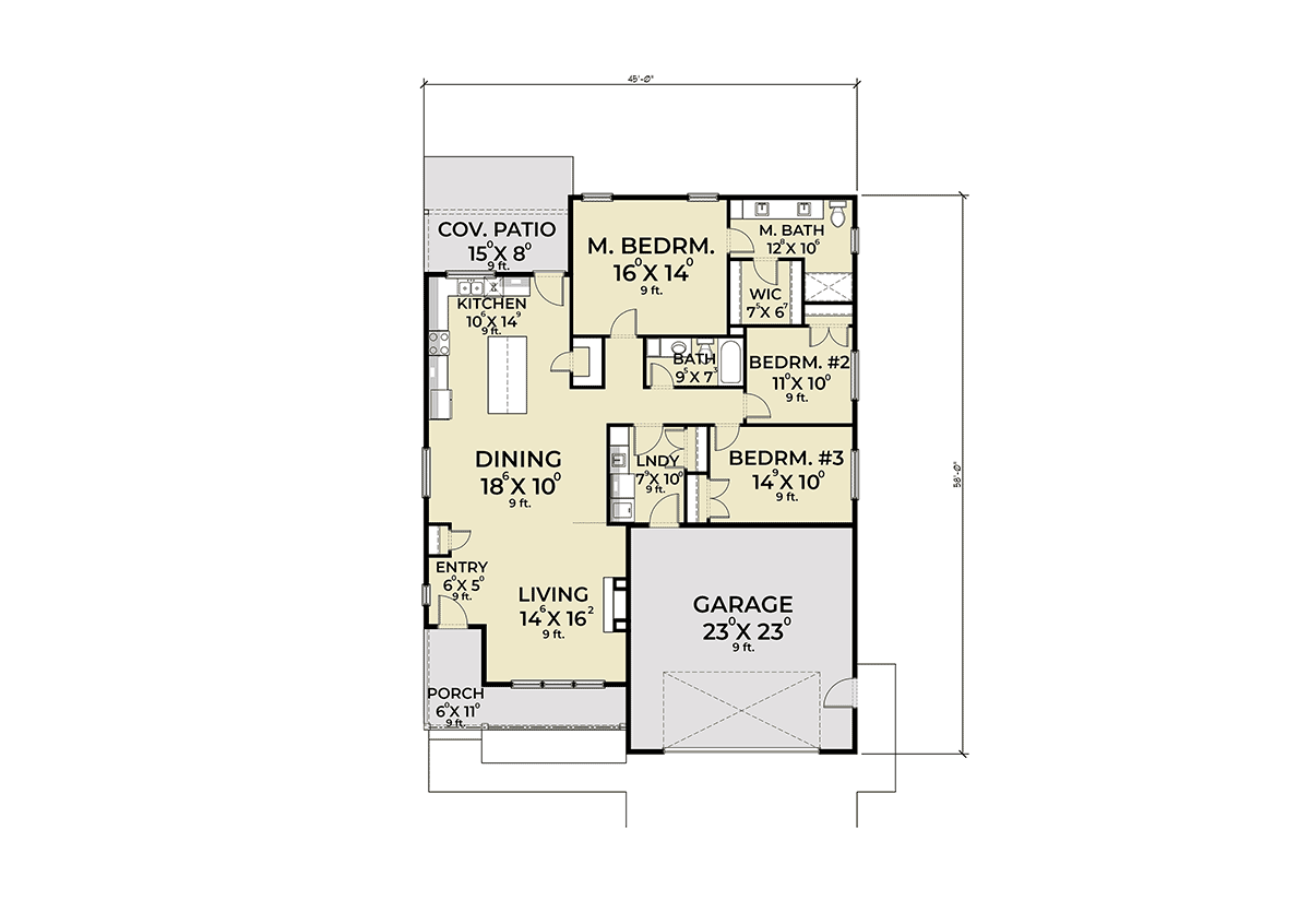 Craftsman Traditional Level One of Plan 40991
